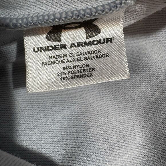 Under Armour Compression Shirt Mens S ColdGear Mock Neck Blue Gym Base Layer - Picture 9 of 11